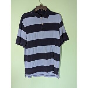 Merona Classic Fit Blue Striped Polo Short Sleeve Shirt Men's Size Large